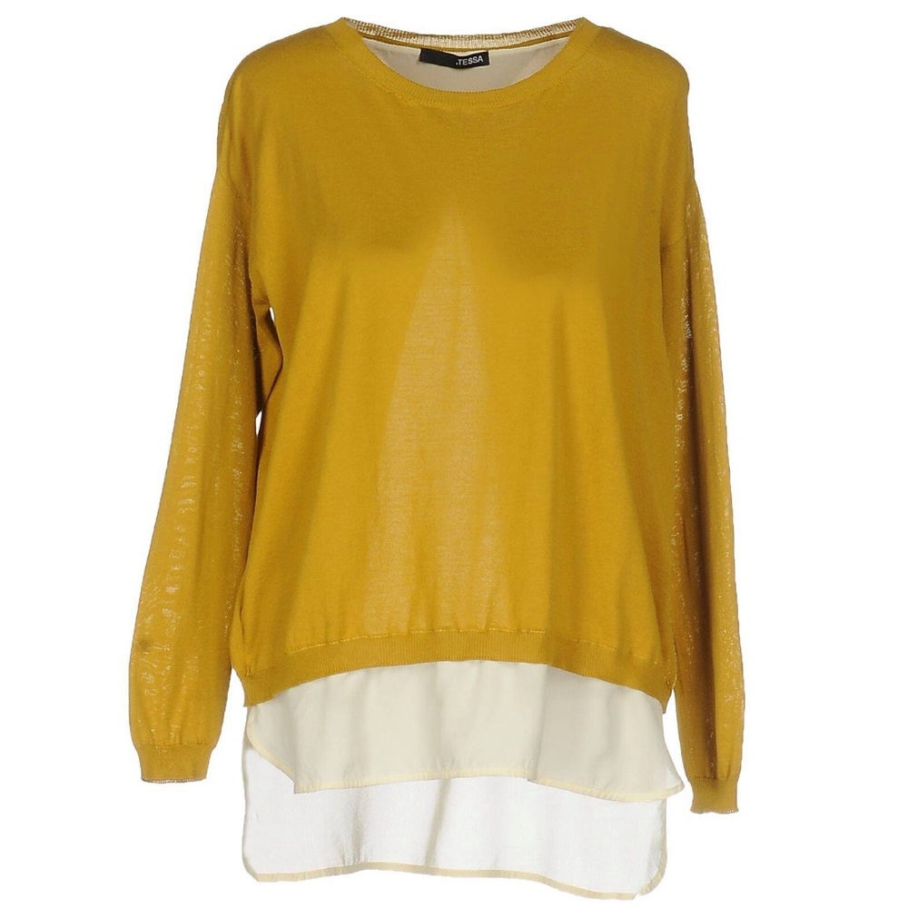 Italian Cotton Mustard Yellow Layered Sweater